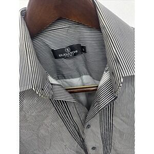 Bugatchi Uomo Shirt Mens S Pin Stripped Stitch Front Pattern  Long Sleeve